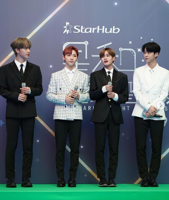 (From left to right) AB6IX members Lim Young Min, Jeong Woong, Lee Dae Hwi and Kim Dong Hyun. (PHOTO: StarHub)