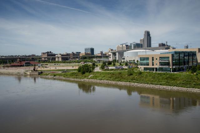 Skyline of Omaha on the Missouri river, Nebraska. (Photo by: Mike Siluk/Education Images/Universal Images Group via Getty Images)