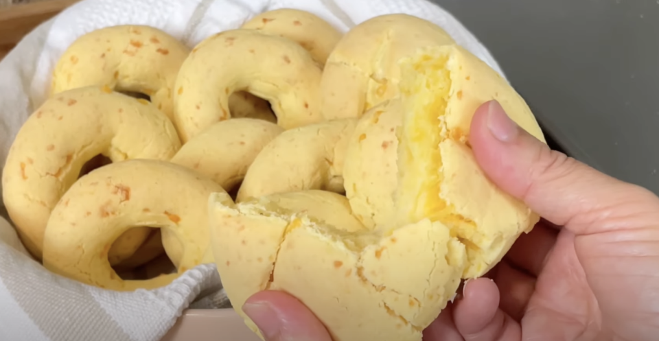 Chipas in a bowl, with one held open