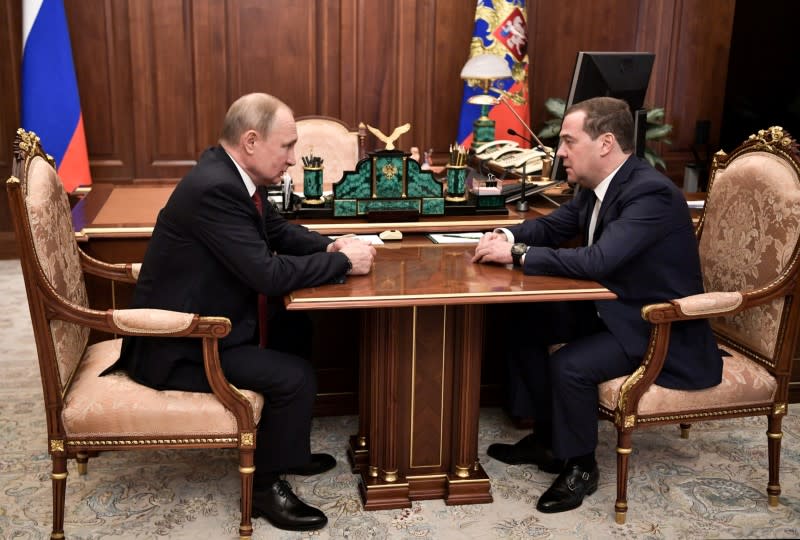 Russian President Vladimir Putin meets with Prime Minister Dmitry Medvedev in Moscow