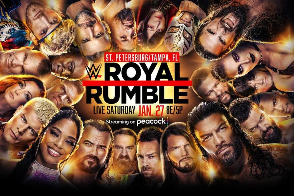 The WWE Royal Rumble is Saturday, Jan. 27 on Peacock from Tropicana Field in St. Pete/Tampa.