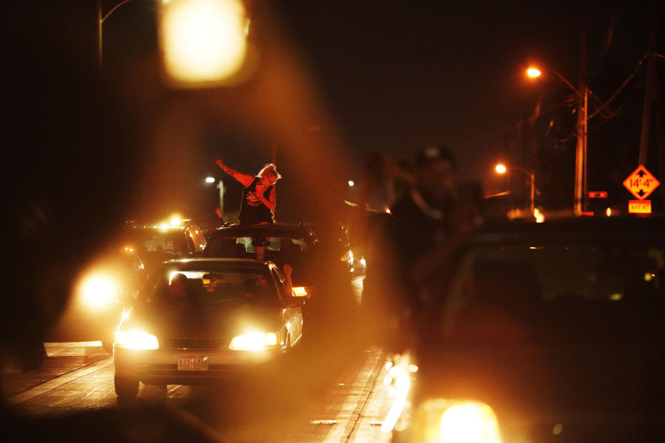 A protest in Kenosha, Wis., on Wednesday night against the police shooting of Jacob Blake. (David Goldman/AP)