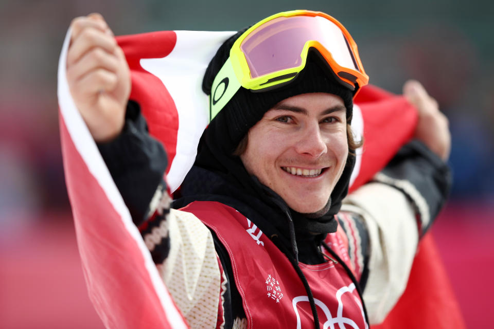 <p>Sebastien Toutant of Canada celebrates winning the gold medal during the Men’s Big Air Final on day 15 of the PyeongChang 2018 Winter Olympic Games at Alpensia Ski Jumping Centre on February 24, 2018 in Pyeongchang-gun, South Korea. (Photo by Clive Mason/Getty Images) </p>