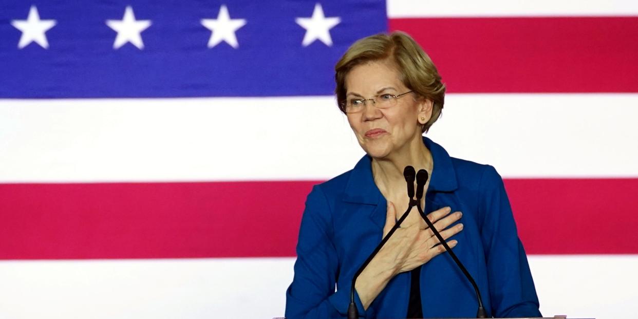 FILE PHOTO: Democratic U.S. presidential candidate Senator Elizabeth Warren appears at her New Hampshire primary night rally in Manchester, New Hampshire., U.S., February 11, 2020. REUTERS/Kevin Lamarque