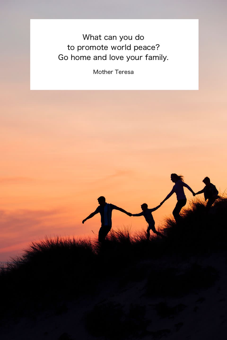 <p>"What can you do to promote world peace? Go home and love your family."</p>