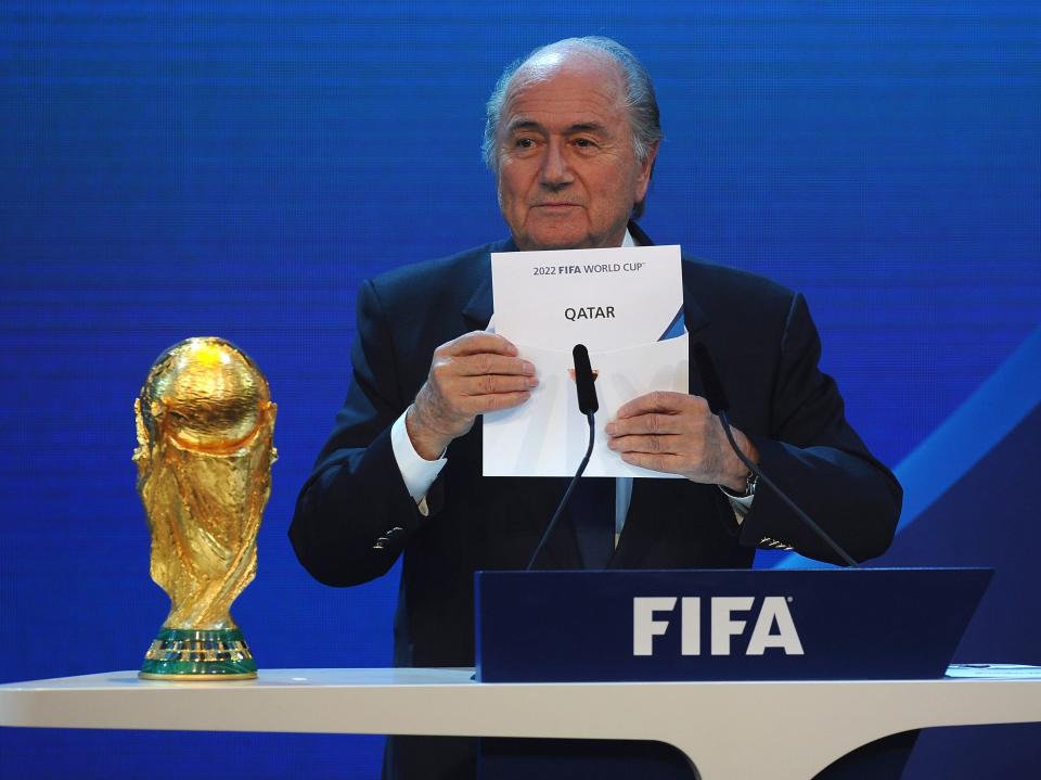 President Joseph S Blatter names Qatar as the winning hosts of 2022.