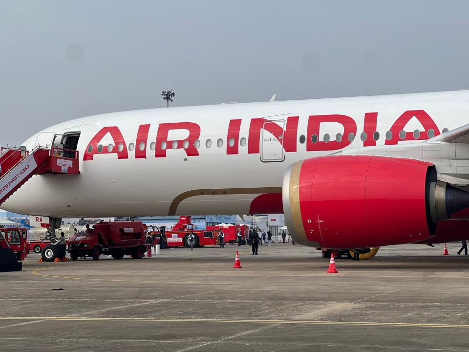 Air India's A350 at the airshow on static display.