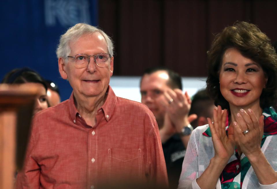 Senate Minority Leader Sen. Mitch McConnell received a bunch of applause for showing up the Fancy Farm Picnic on Aug. 05 in Kentucky.