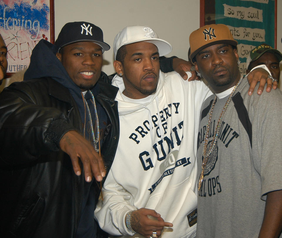50 Cent, Lloyd Banks and Tony Yayo Of G-Unit at the The Bowery Mission in New York City, New York (Photo by Jamie McCarthy/WireImage)