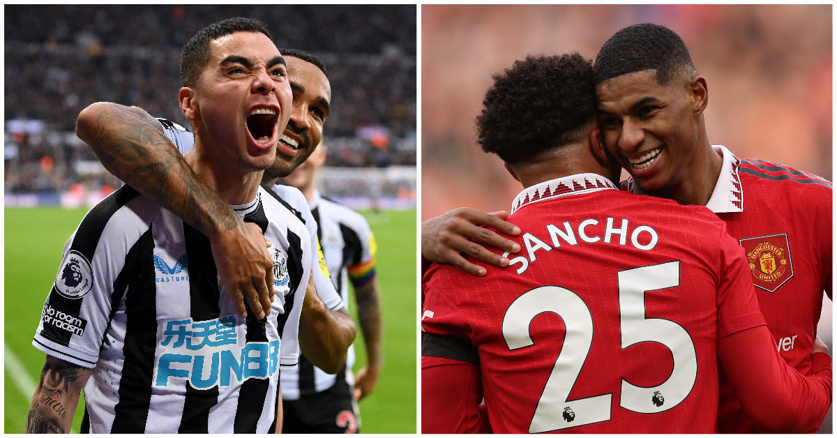 Newcastle's Miguel Almiron (left) and Manchester United's Marcus Rashford have been key to their teams' success this season. (PHOTOS: Getty Images)