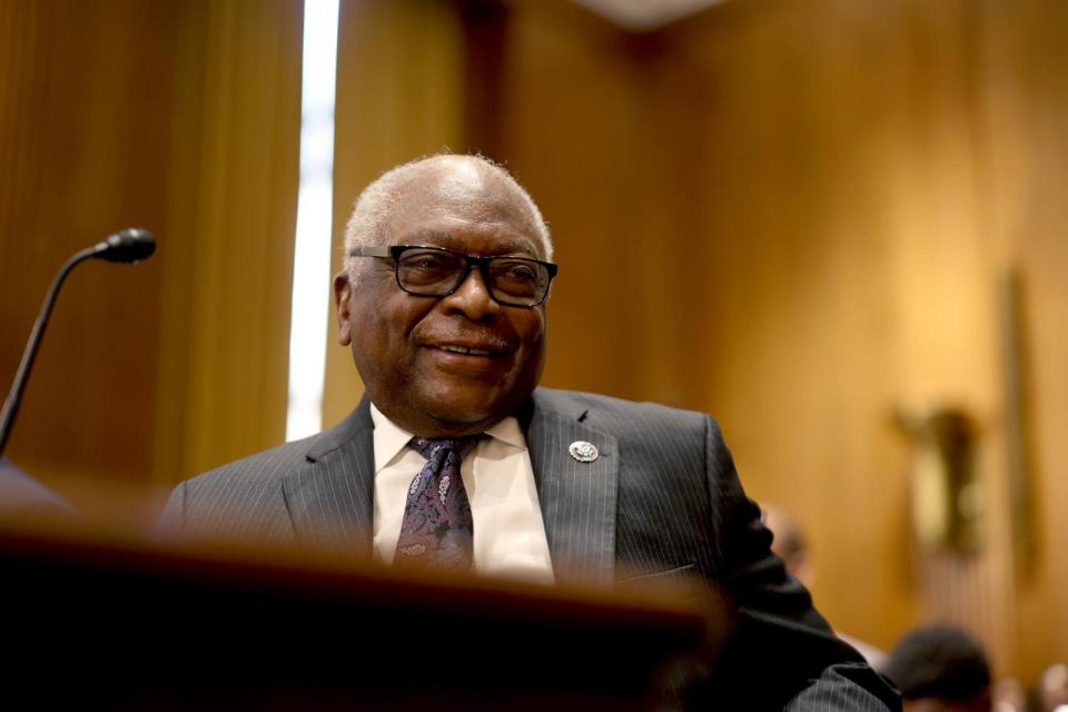 PHOTO: Representative Jim Clyburn during a Senate Finance Committee hearing in Washington, DC, June 4, 2024.  (Tierney L. Cross/Bloomberg via Getty Images)