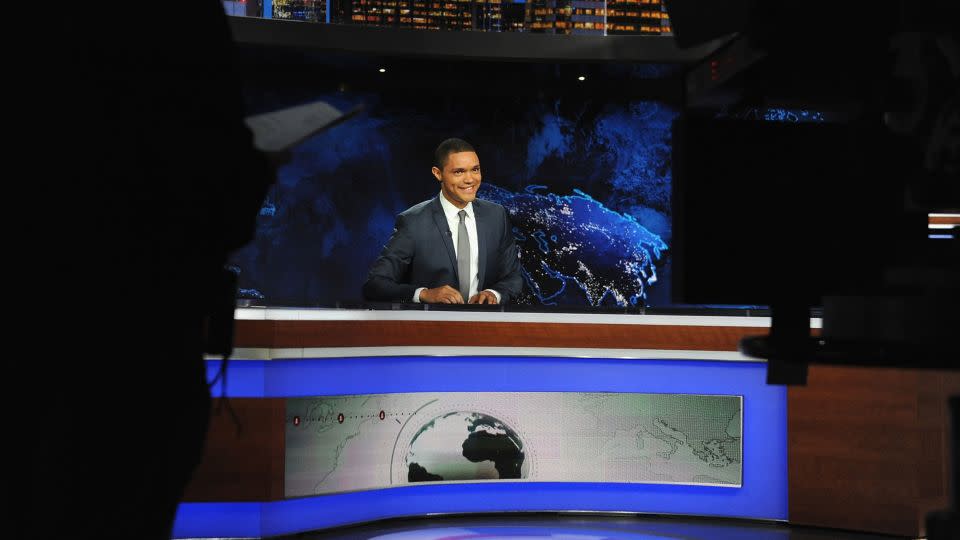  Trevor Noah hosts Comedy Central's "The Daily Show with Trevor Noah" premiere on September 28, 2015 in New York City.  - Brad Barket/Getty Images