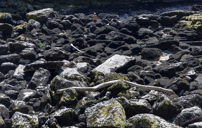 Drought affected Doubs river in Les Brenets