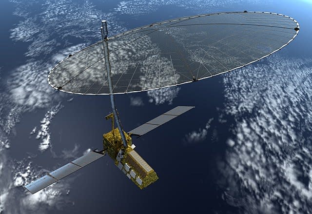 Artist concept of the Nasa-Isro synthetic aperture radar (NISAR) satellite in orbit.