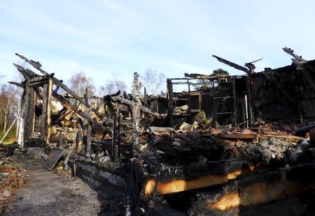 A burned down asylum centre is seen in Munkedal, Sweden October 27, 2015. REUTERS/Violette Goarant