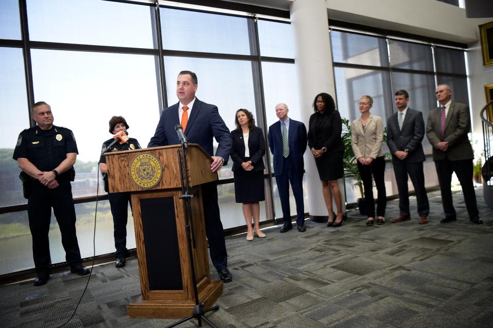 Paul Noel speaks after he was introduced as Knoxville's new police chief during an announcement ceremony at the City-County Building on Thursday. Noel is the deputy superintendent in charge of the New Orleans Police Department's criminal investigations division.