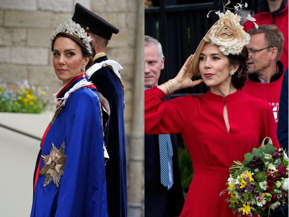 Kate Middleton (L) and Princess Mary of Denmark (R).
