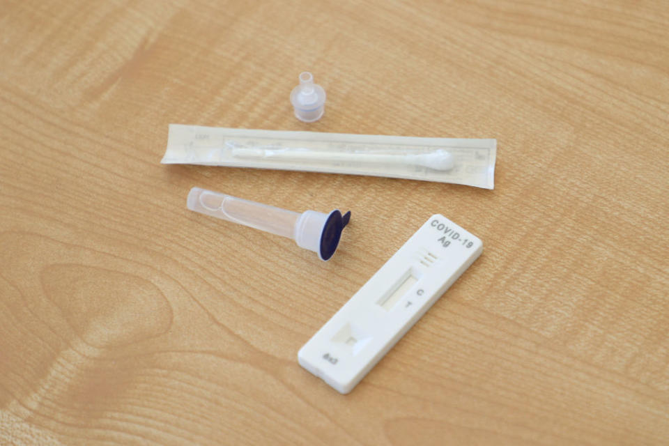 A rapid Antigen test kit provides a result in about 15 minutes. Source: Getty