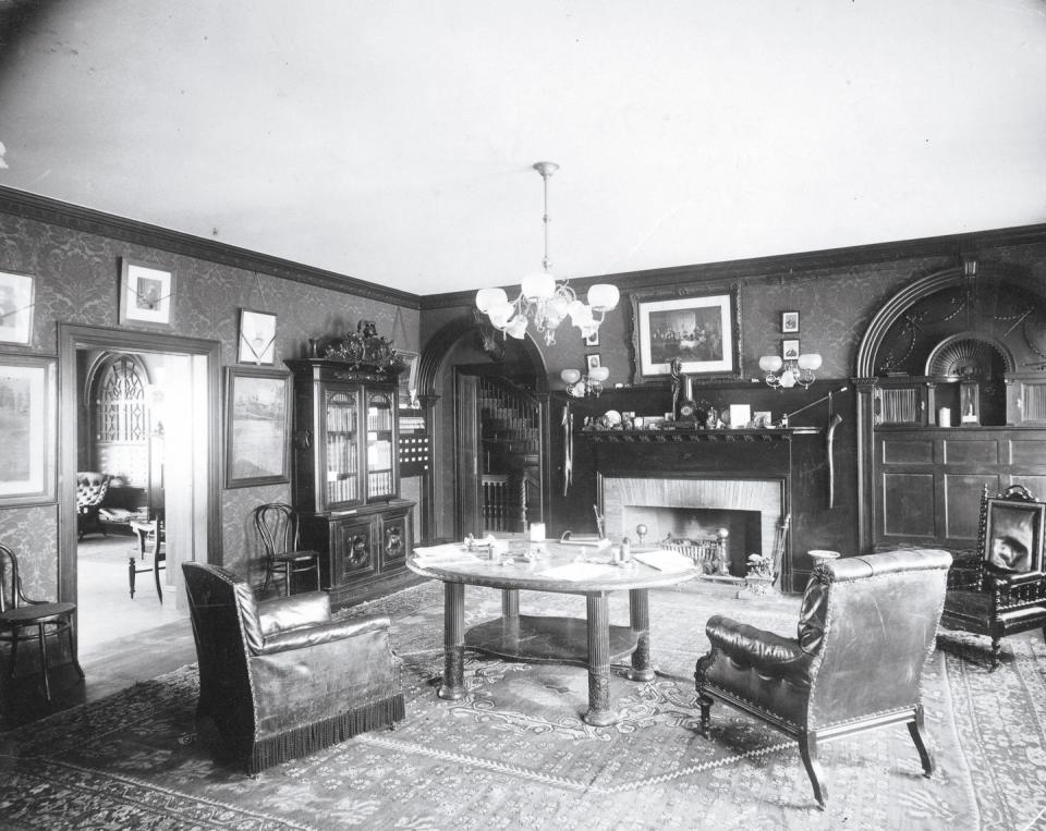 cambridge, ma march 26 the interior of the porcellian club, a final club at harvard university, in cambridge, mass, on mar 26, 1909 the boston globe via getty images