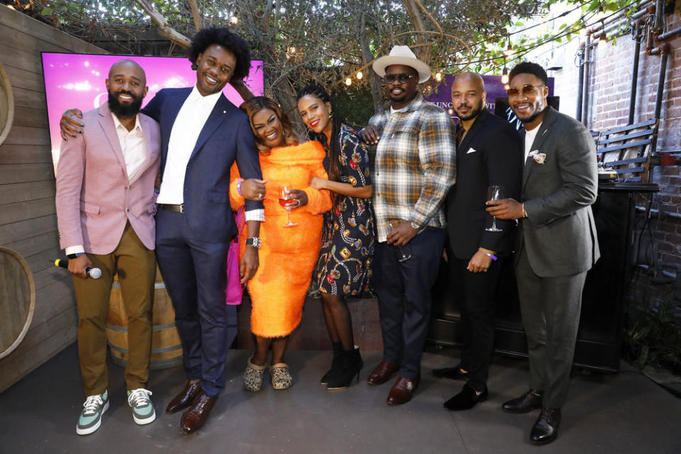 Phil Augusta Jackson, Echo Kellum, Nicole Byer, Grasie Mercedes, Carl Tart, Justin Cunningham, Aaron Jennings at the Grand Crew Premier Party