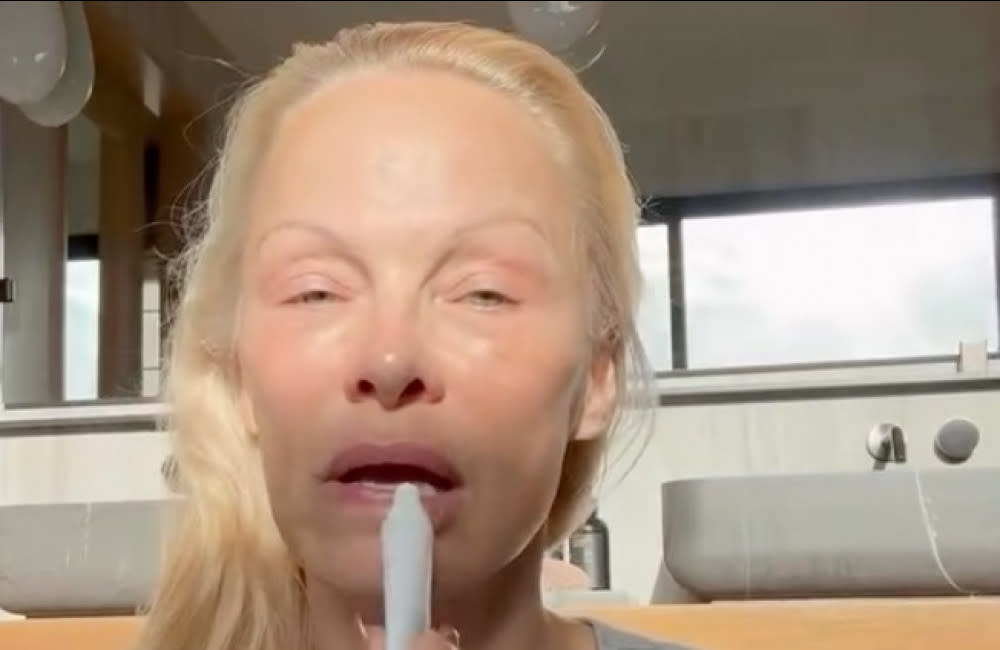 Pamela Anderson has gone make-up free to show fans her $134 skincare regime credit:Bang Showbiz