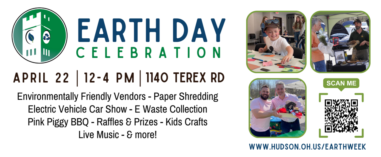 Hudson's Earth Day celebration will be held from 12-4 p.m. at city Hall, at 1140 Terex Road
