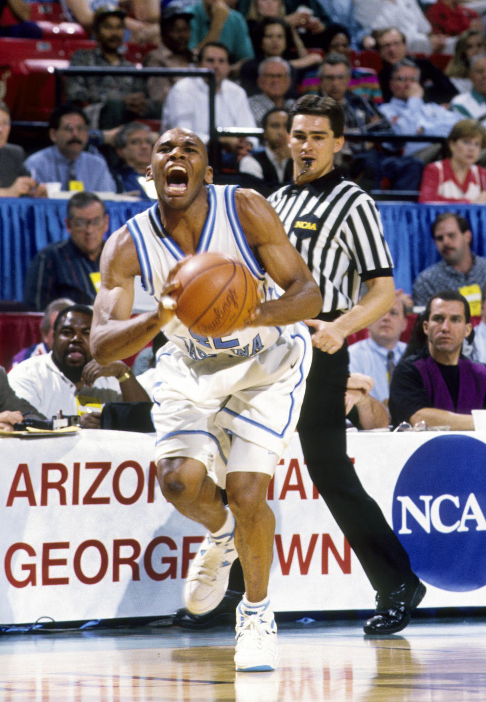 March 1995; Memphis, Tennessee; North Carolina Tarheels guard Jerry Stackhouse (42) in action during the 1995 NCAA Tournament at The Pyramid. USA TODAY Sports