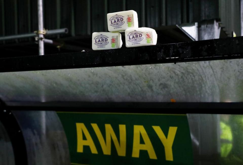 Blocks of lard on the away dug out.