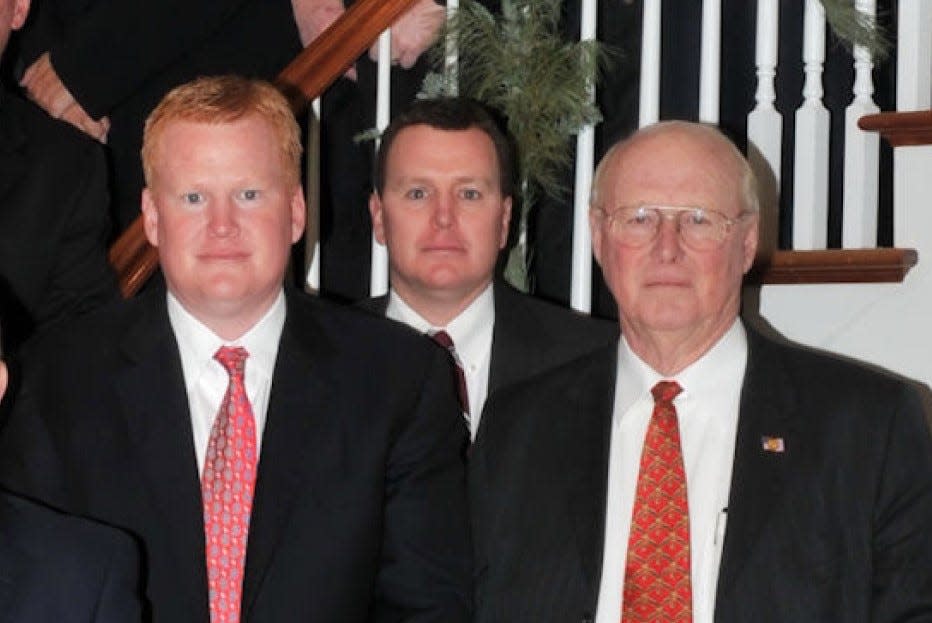 Alex Murdaugh, at left, is pictured with his brother, Randy, center, and father, Randolph Murdaugh III in this file photo.