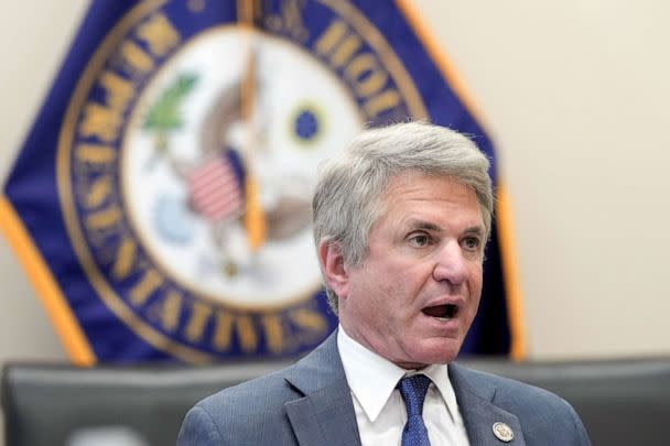 PHOTO: Chairman Michael McCaul, R-Texas, asks a question during the House Foreign Affairs Committee hearing, May 17, 2023, on Capitol Hill in Washington. (Mariam Zuhaib/AP)