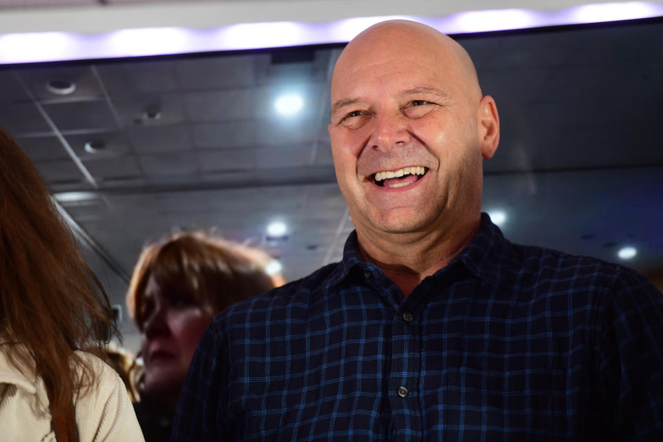 PHILADELPHIA, PA - SEPTEMBER 30: Republican candidate for Pennsylvania Governor Doug Mastriano reacts while meeting supporters during a rally at Deja Vu Social Club on September 30, 2022 in Philadelphia, Pennsylvania.  Mastriano faces Democratic challenger Josh Shapiro for the November election. (Photo by Mark Makela/Getty Images)