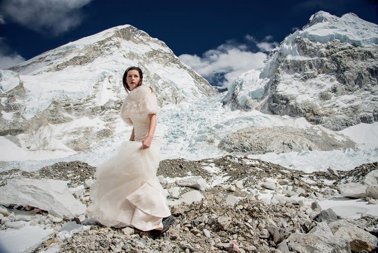 Schmieder in her wedding dress. (Photo: Charleton Churchill/Caters News)