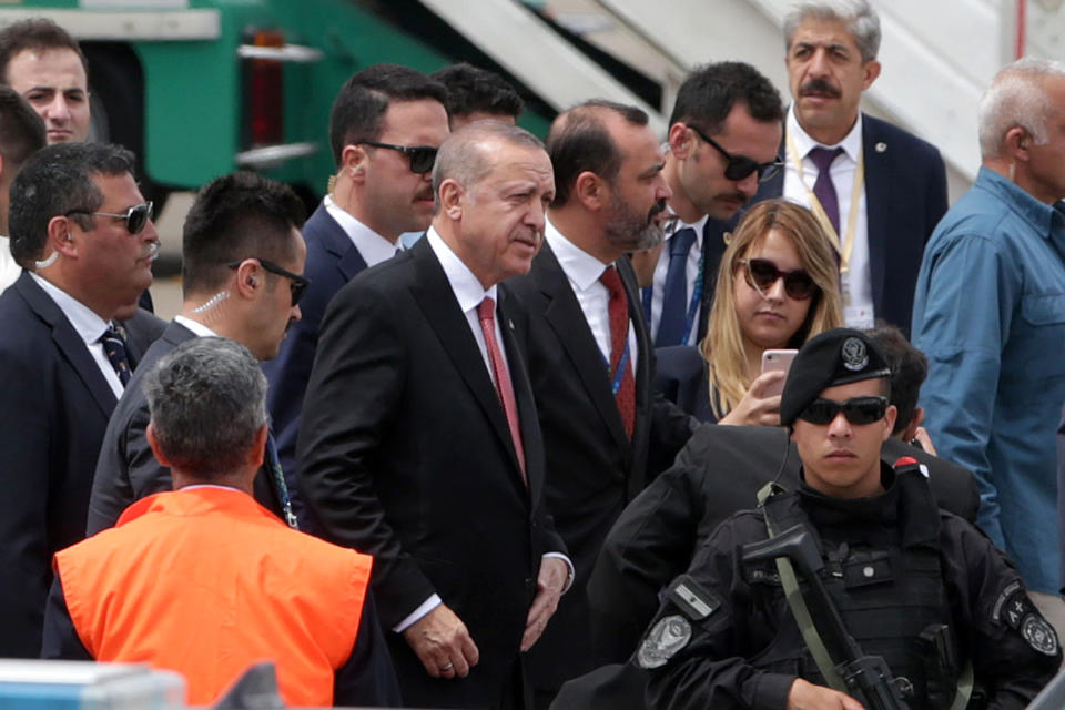 Turkey President Recep Tayyip Erdogan look Buenos Aires for G20 Leaders’ Summit 2018 at Ministro Pistarini International Airport on Thursday in Ezeiza, Buenos Aires, Argentina. (Photo: Daniel Jayo/Getty Images)