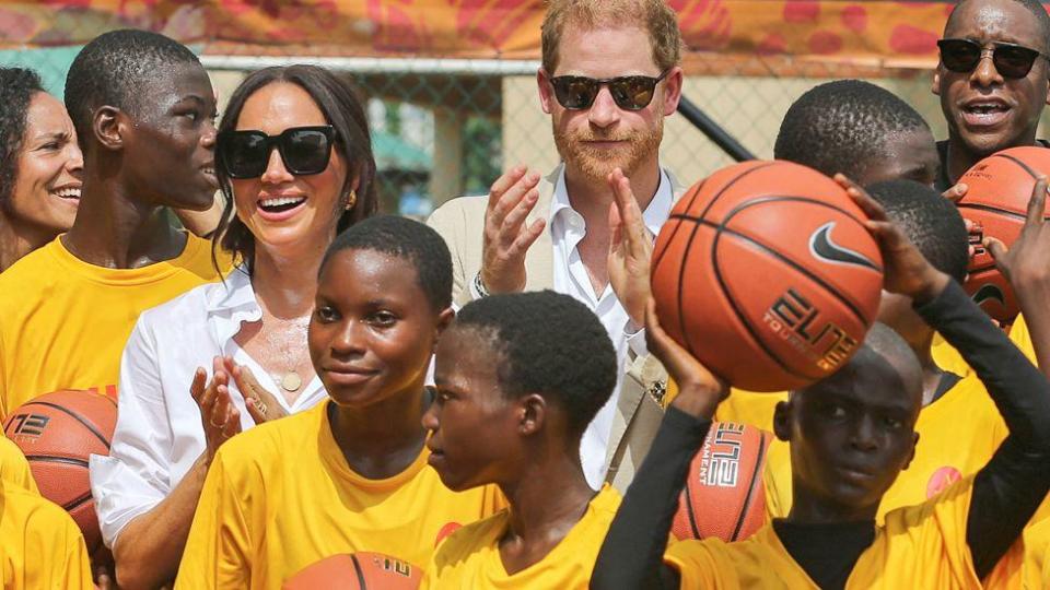 The Duke and Duchess of Sussex at a basketball event in Lagos, Nigeria - Sunday 12 May 2024