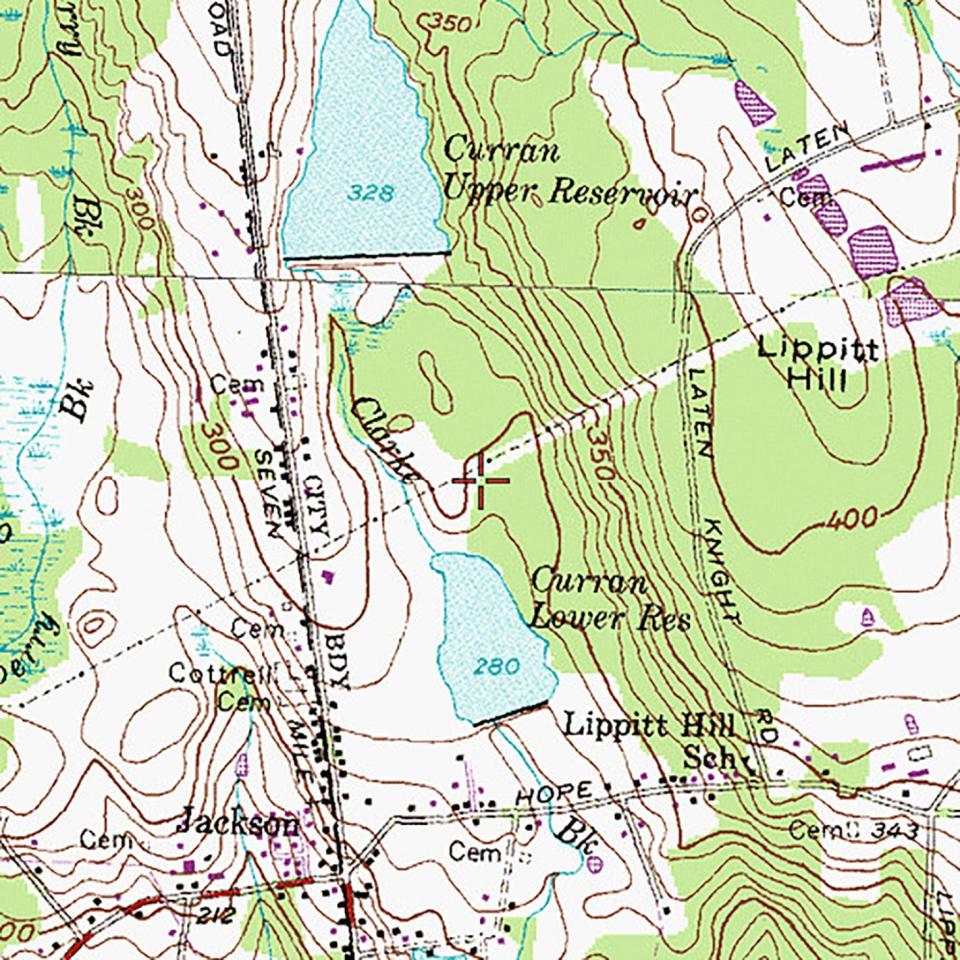 A map of John L. Curran State Park in Cranston.