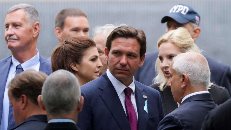 PHOTO: Florida Governor Ron DeSantis arrives ahead of the ceremony marking the 22nd anniversary of the Sept. 11, 2001 attacks on the World Trade Center at the National September 11 Memorial & Museum, in New York City, Sept. 11, 2023. (Andrew Kelly/Reuters)