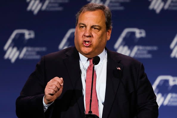 Former New Jersey Governor Chris Christie speaks at the Republican Jewish Coalition Annual Leadership Meeting (AFP via Getty Images)