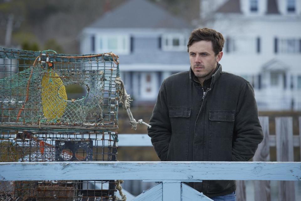 This image released by Roadside Attractions and Amazon Studios shows Casey Affleck in a scene from "Manchester By The Sea." Affleck was nominated for an Oscar for best actor in a leading role on Tuesday, Jan. 24, 2017, for his work in the film. The 89th Academy Awards will take place on Feb. 26. (Claire Folger/Roadside Attractions and Amazon Studios via AP)