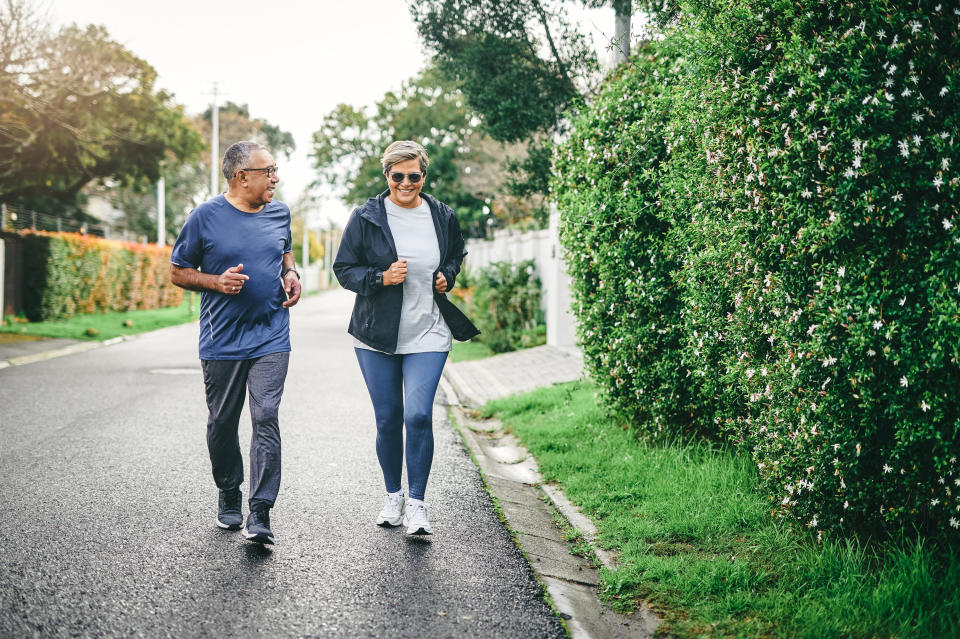 A couple jogging