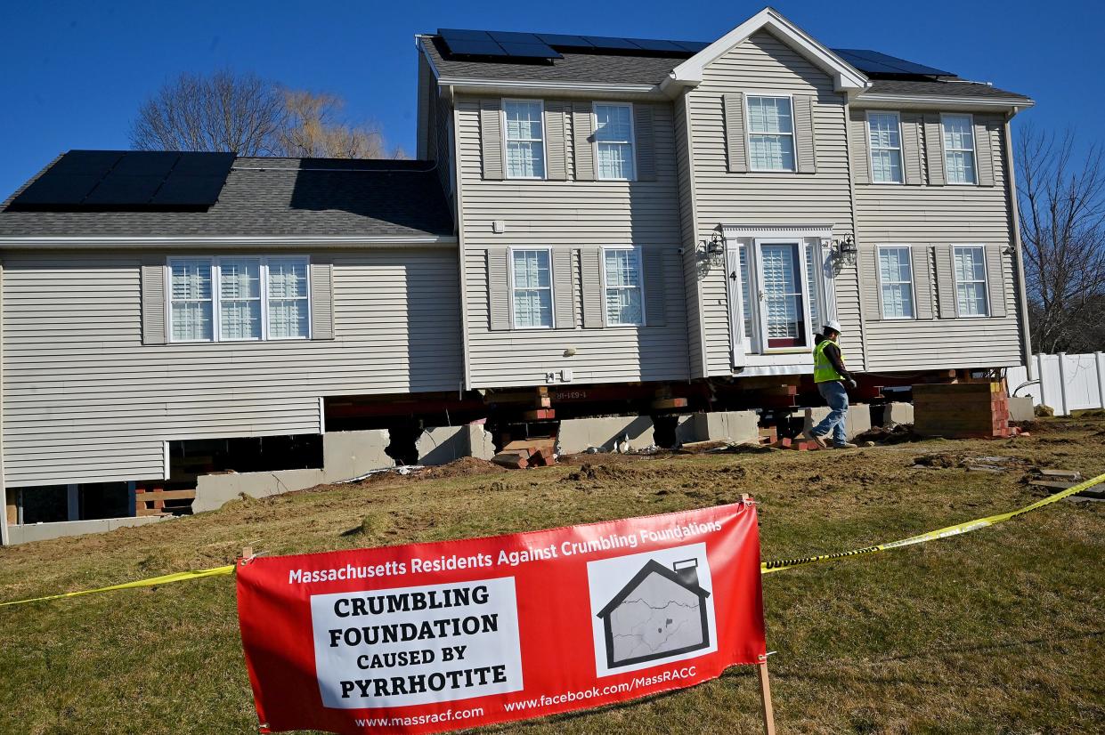 4 William Circle in Rutland is raised above its foundation due to the content of pyrrhotite, a mineral that causes foundation crumbling.