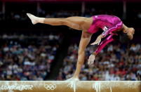 Gabrielle Douglas of the United States competes on the balance beam in the Artistic Gymnastics Women's Individual All-Around final on Day 6 of the London 2012 Olympic Games at North Greenwich Arena on August 2, 2012 in London, England. (Photo by Streeter Lecka/Getty Images)