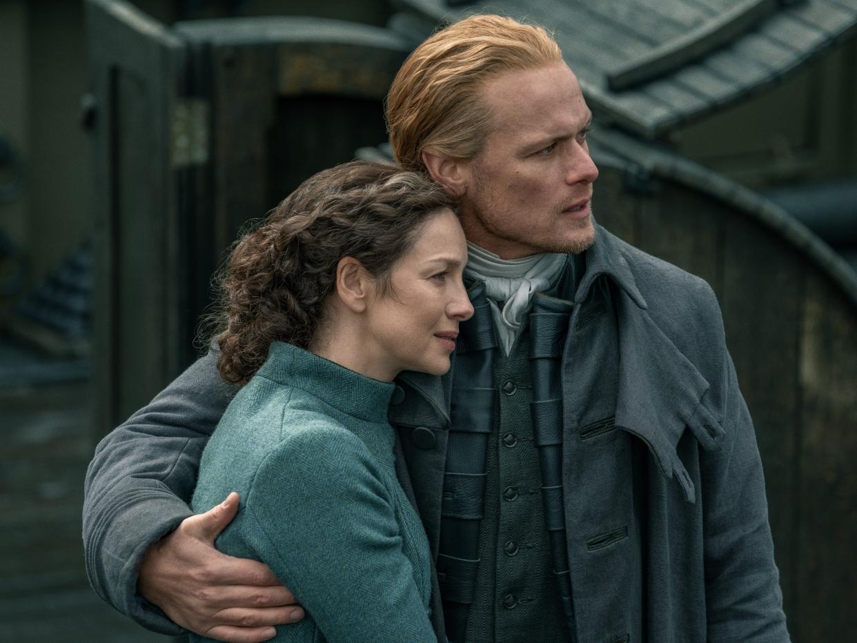 Sam Heughan and Caitríona Balfe in "Outlander" season seven.