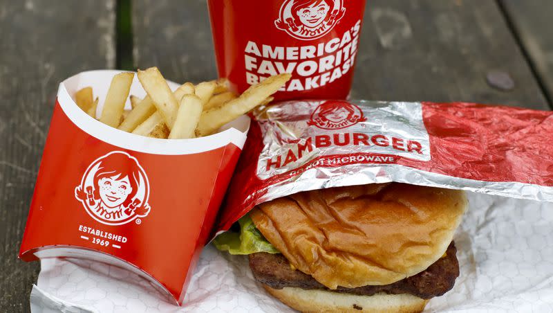 A Dave’s Combo cheeseburger meal from a Wendy’s restaurant in Pittsburgh is pictured on Tuesday, May 5, 2020. National Cheeseburger Day falls on Sept. 18. 
