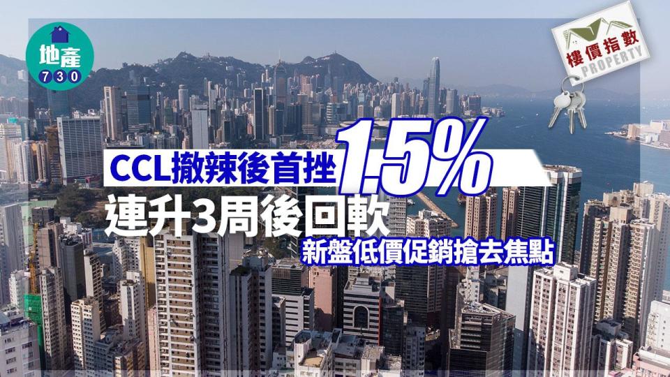 CCL撤辣後首挫1.5% 連升3周後回軟 新盤低價促銷搶去焦點｜樓價指數