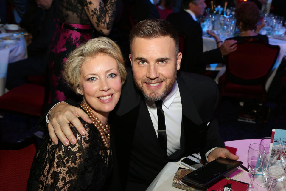 FILE - Dawn Barlow, left, and Gary Barlow seen at the 2012 Music Industry Trusts Award ceremony at the Grosvenor House Hotel on Monday, Nov. 5, 2012, in London. (Photo by John Marshall JM Enternational/Invision/AP)