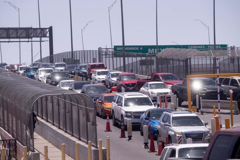 Traffic heading north on the Bridge of the Americas port of entry is seen on the U.S. side of the bridge in July 2021.