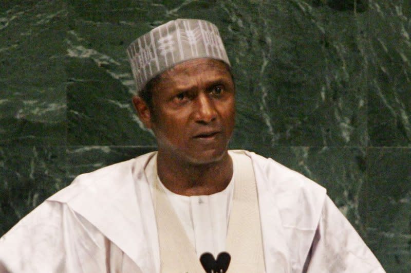 Umaru Yar'Adua, president of Nigeria, addresses the 62nd General Assembly at the United Nations on September 26, 2007 in New York City. On May 5, Yar'Adua died after a long illness and Goodluck Jonathan, the vice president, assumed the presidency. File Photo by Monika Graff/UPI