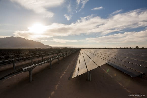 Utility-scale solar installation in the desert.