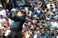 Phil Mickelson of the United States watches his tee shot on the sixth hole during the first round of the 112th U.S. Open at The Olympic Club on June 14, 2012 in San Francisco, California. (Photo by Harry How/Getty Images)