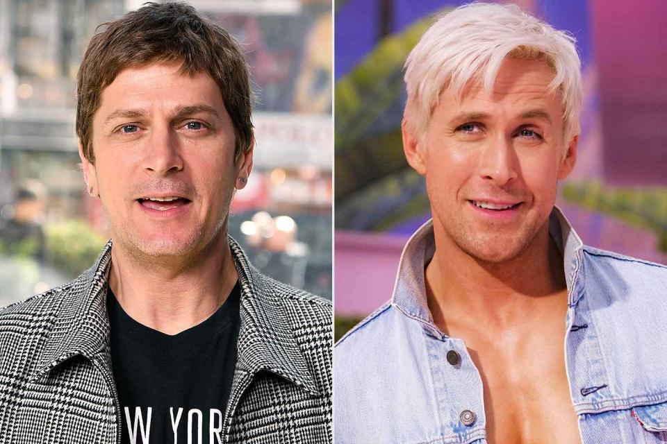 <p>Slaven Vlasic/Getty; Warner Bros. Pictures</p> Rob Thomas of Matchbox Twenty and Ryan Gosling, aka Ken, in the Barbie movie.